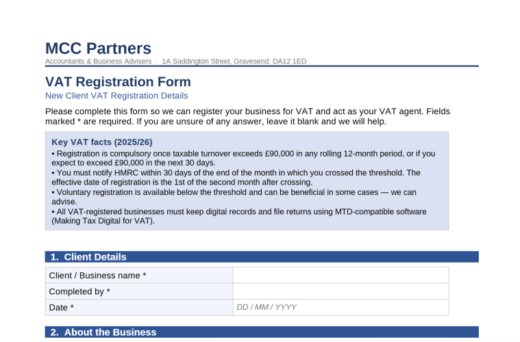 VAT Registration form 